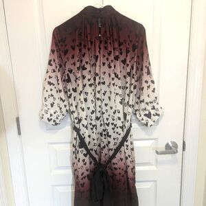 Funky black heart themed maroon & off white dress.